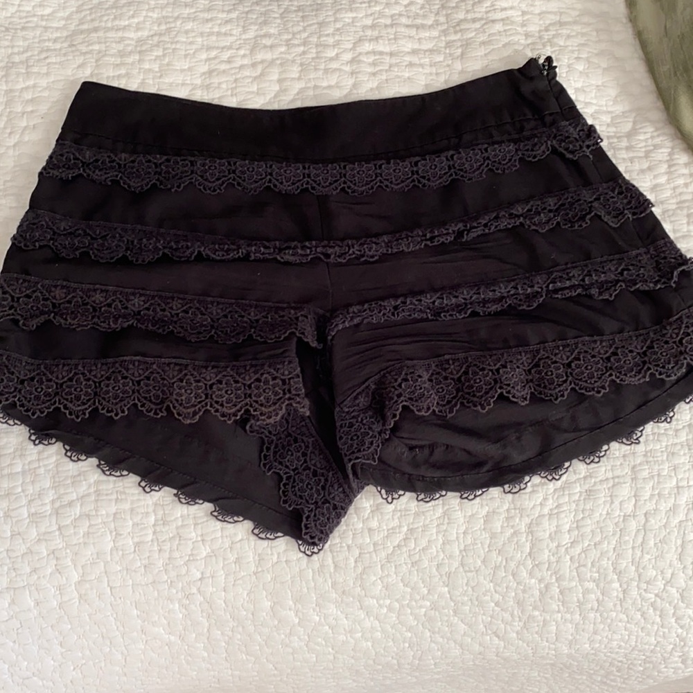 Black shorts with lace detail